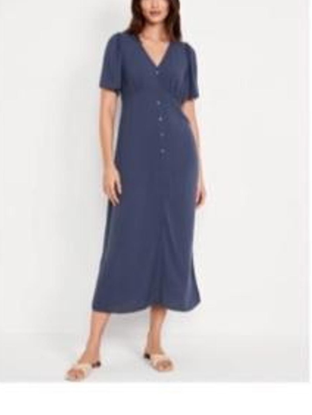 Old Navy Slate Blue Button-Mid Midi Dress